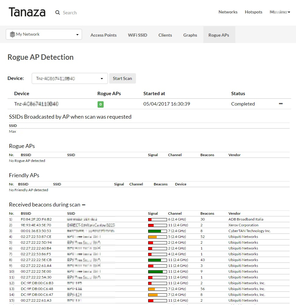 Tanaza rogue access point scan 