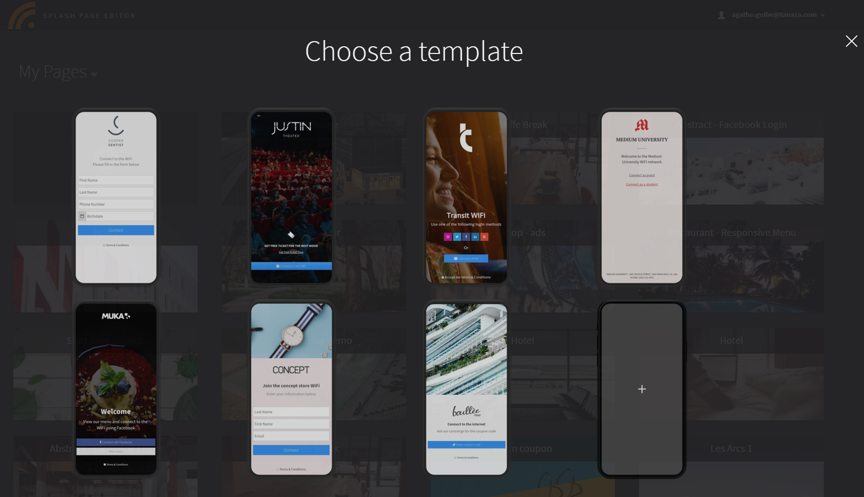 Choose a Template for Splash Page
