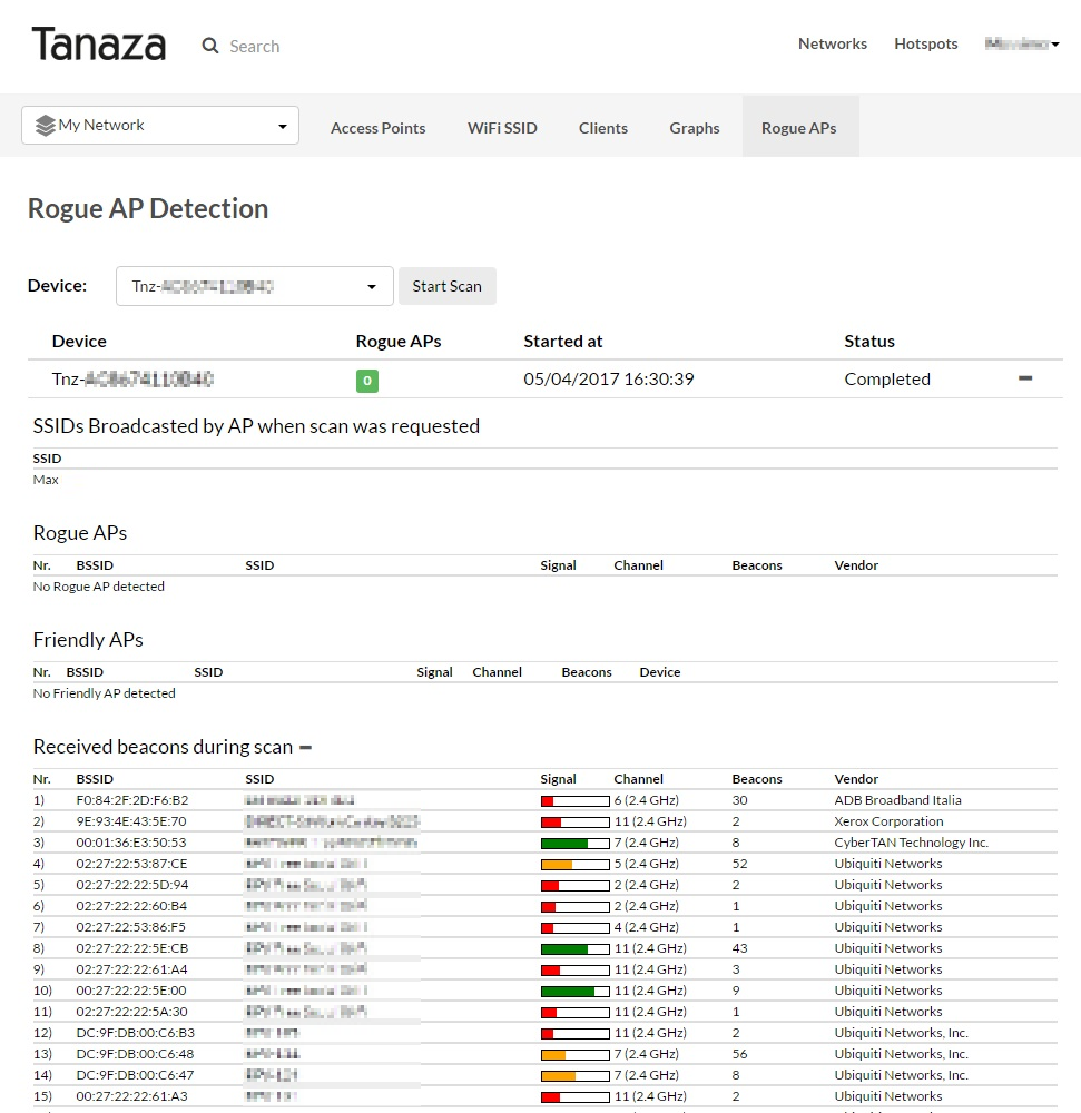 Tanaza rogue access point scan