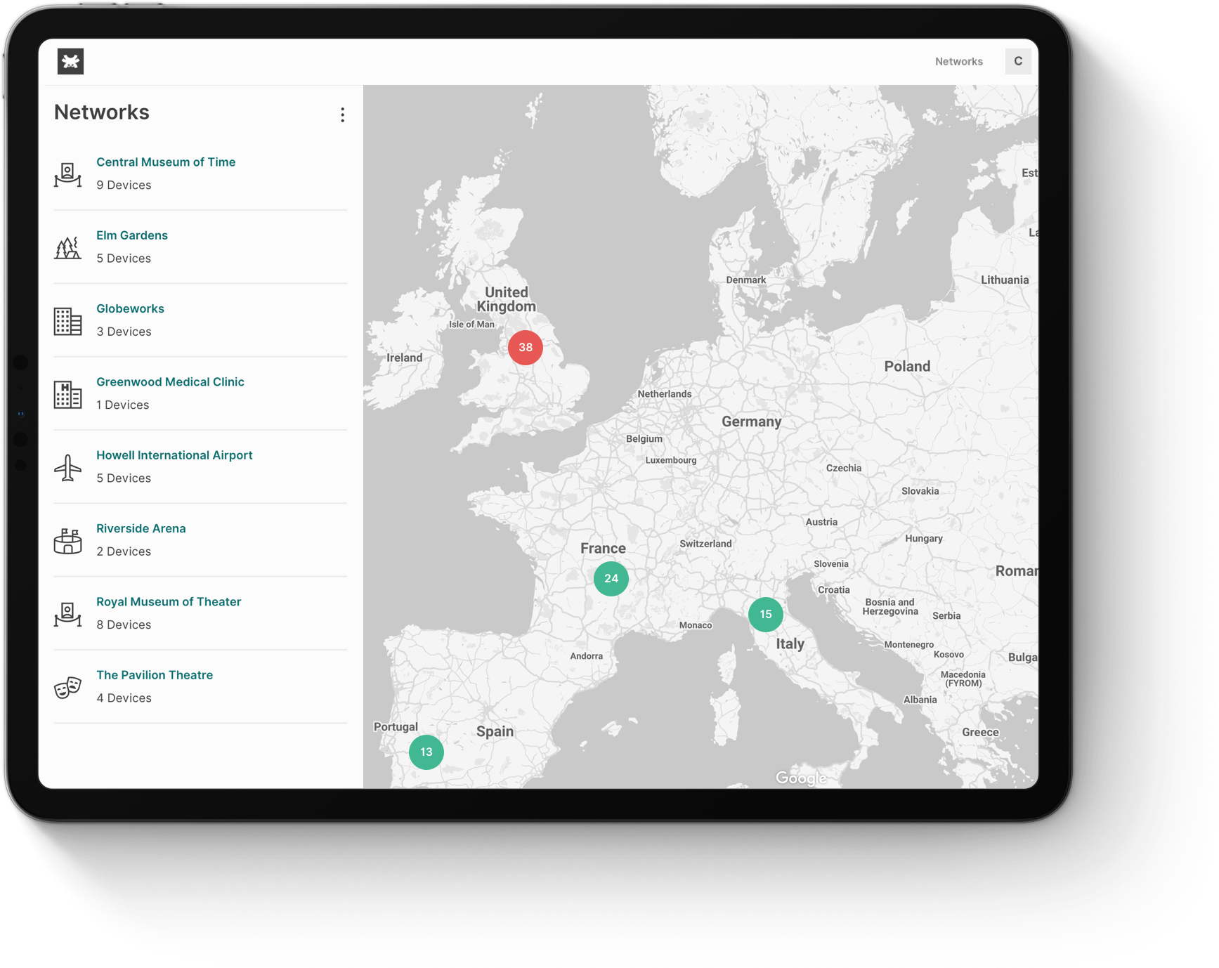 TanazaOS demo - list of connected access points