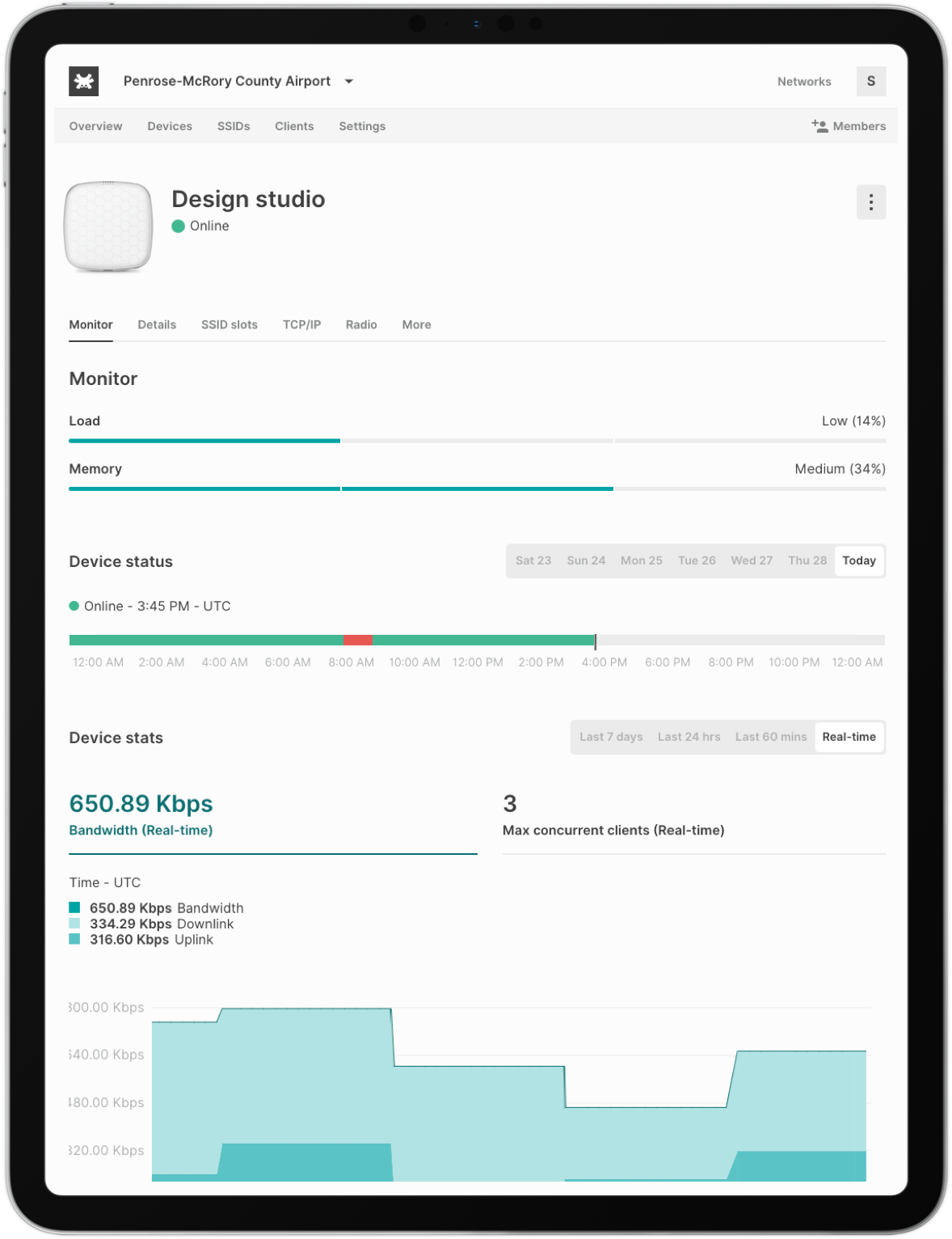 TanazaOS demo - list of connected access points