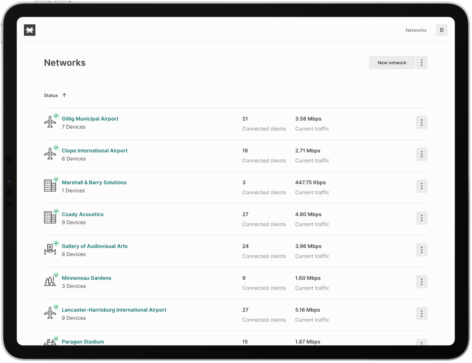 TanazaOS demo - list of connected access points