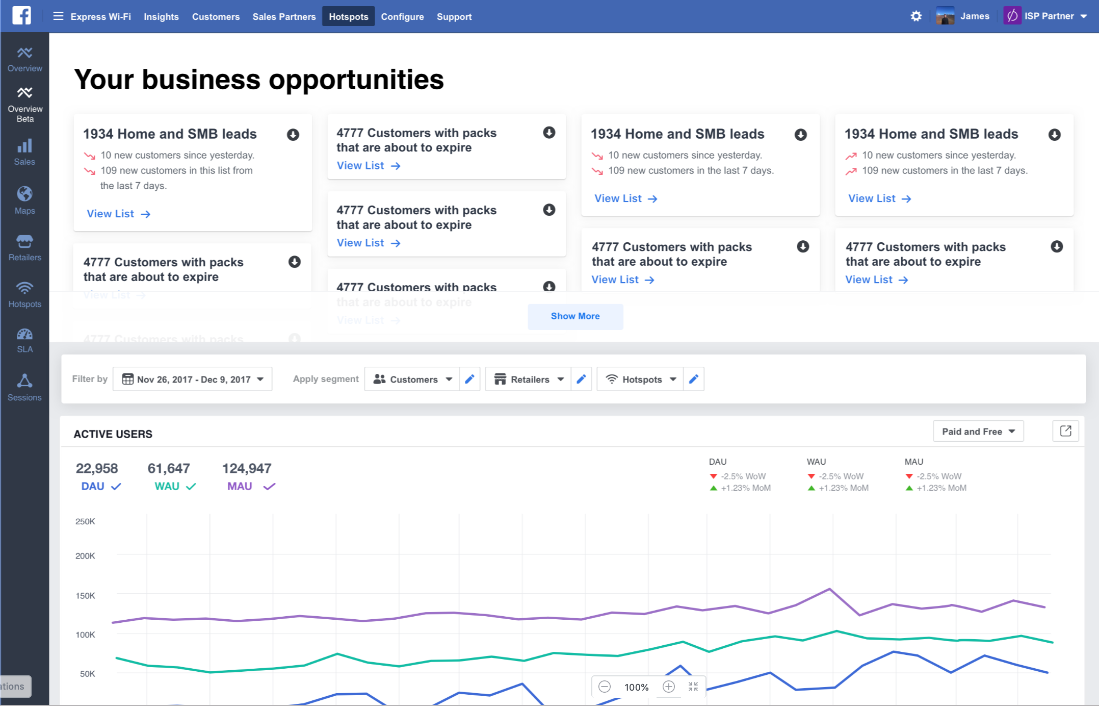 Express Wi-Fi by Facebook dashboard Express Wi-Fi by Facebook dashboard