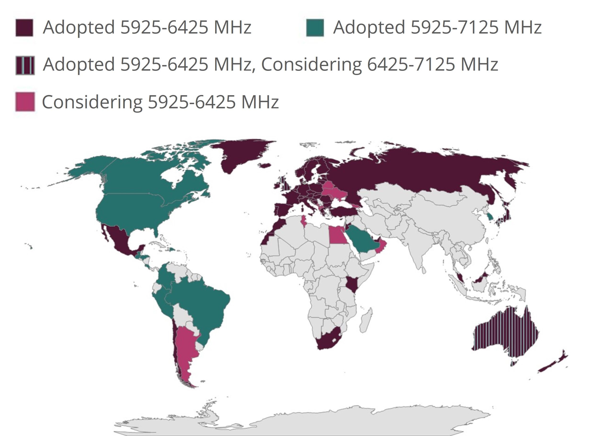 Countries enabling Wi-Fi in 6GHz